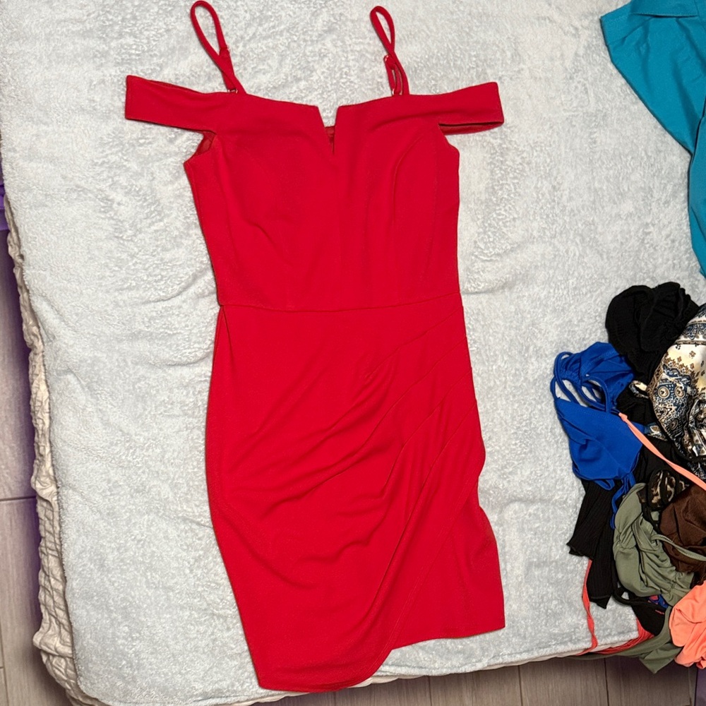 Elegant Red Off-Shoulder Dress